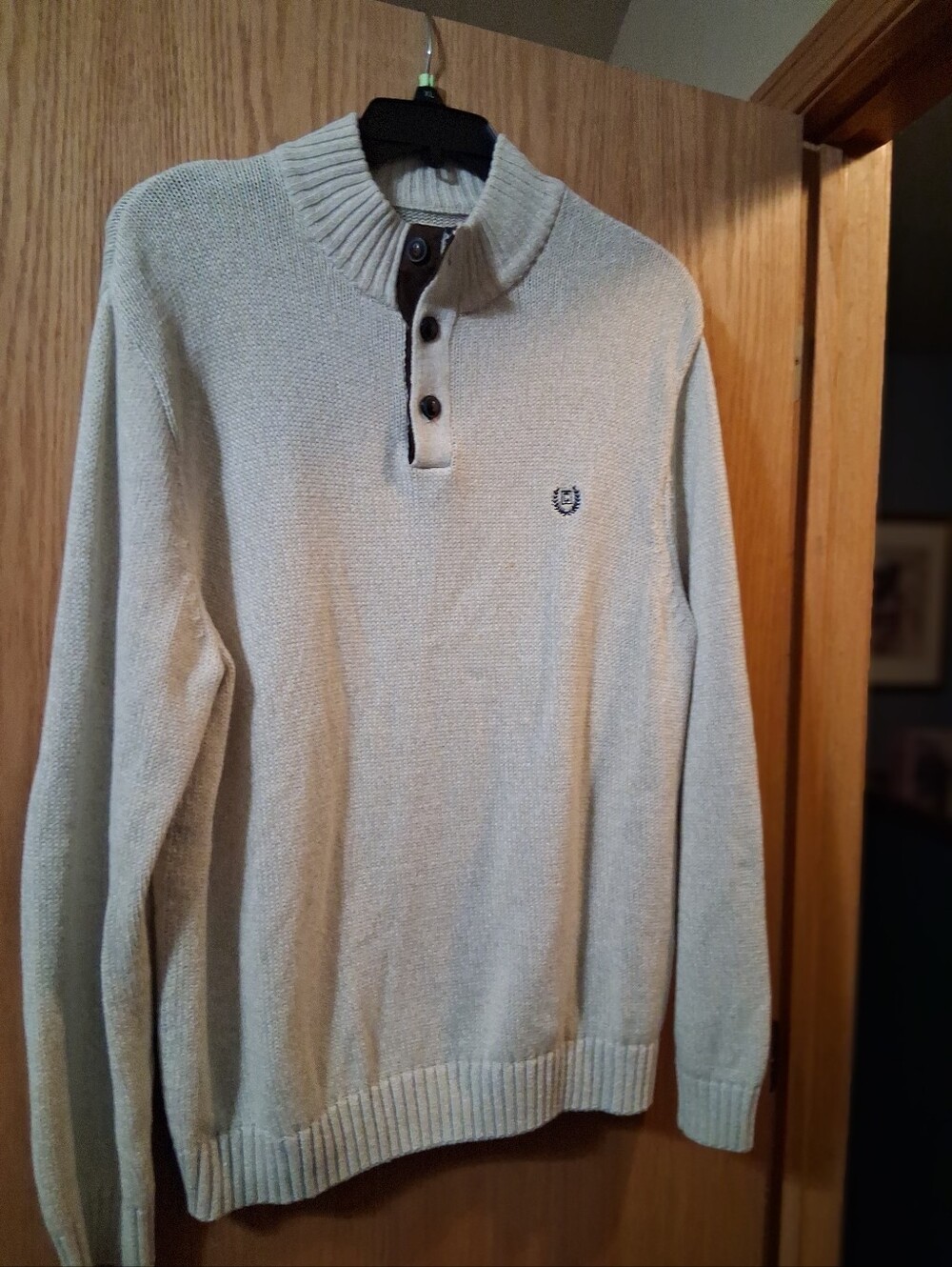 Chaps Twist Mockneck Sweater, heavy, textured cotton-blend knit Elbow Patches